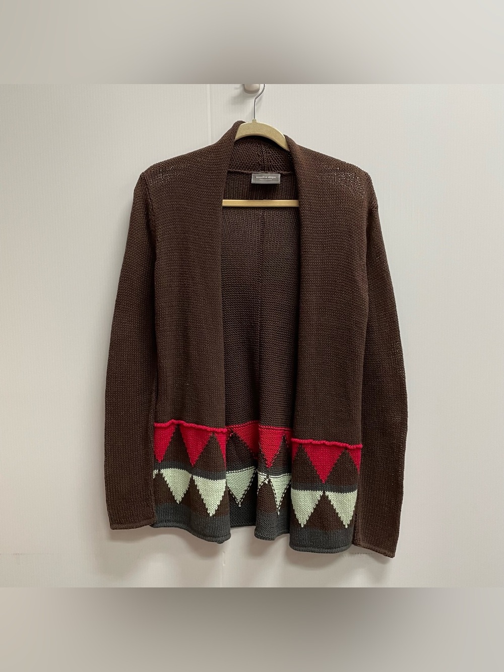 WOODEN SHIPS BROWN AZTEC KNIT WESTERN STYLE CARDIGAN SZ S/M